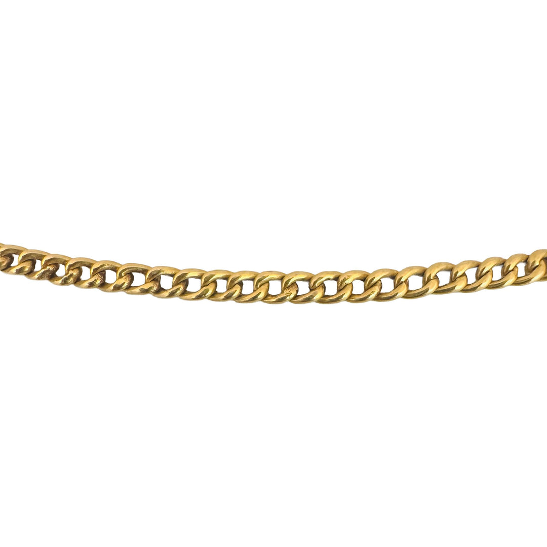 19k Portuguese Yellow Gold 7.4g Hollow Thin 2.5mm Curb Link Chain Necklace 24"