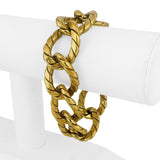 18k Yellow Gold 50.7g Vintage Heavy Thick 22mm Curb Link Bracelet Italy 8"