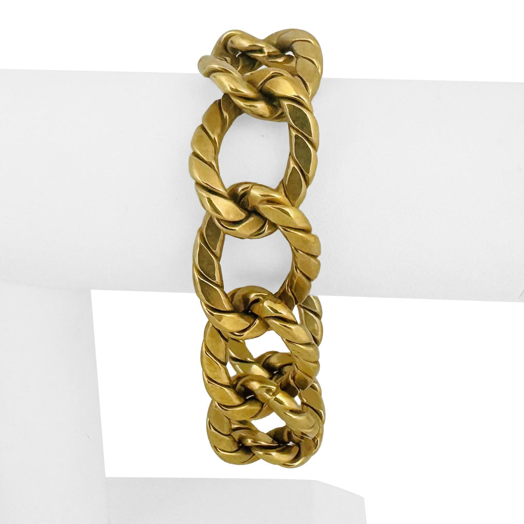 18k Yellow Gold 50.7g Vintage Heavy Thick 22mm Curb Link Bracelet Italy 8"