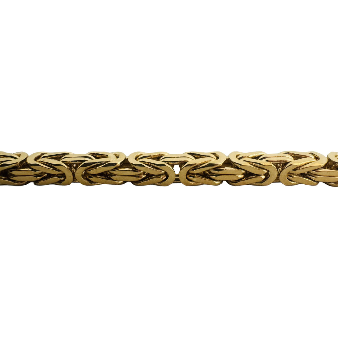 18k Yellow Gold 42.2g Solid Heavy Men's Squared Byzantine Link Bracelet Italy 9"