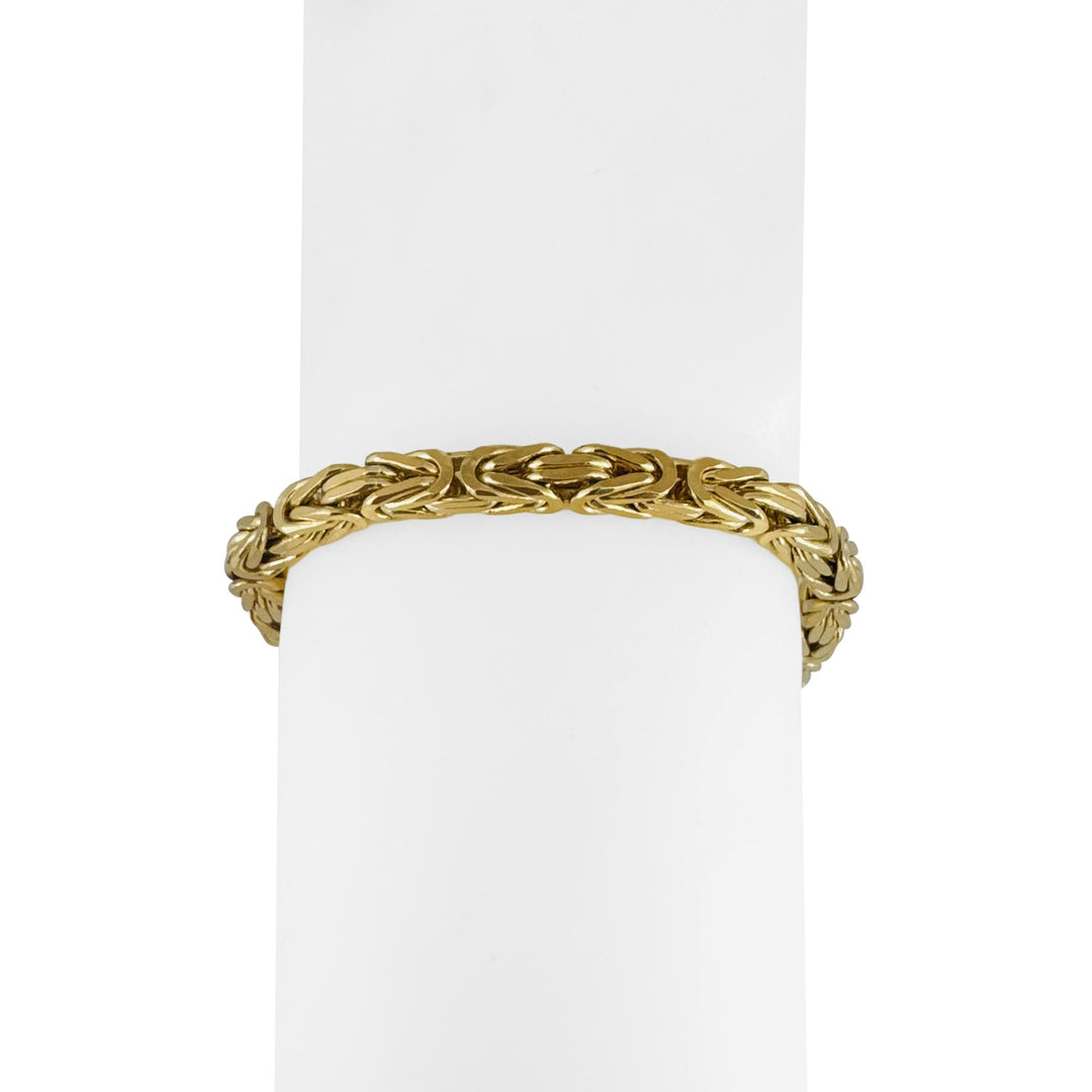 18k Yellow Gold 42.2g Solid Heavy Men's Squared Byzantine Link Bracelet Italy 9"