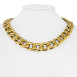 18k Yellow Gold 71.5g Heavy Thick Semi Solid Curb Link Chain Necklace Italy 19"