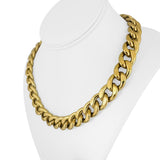 18k Yellow Gold 71.5g Heavy Thick Semi Solid Curb Link Chain Necklace Italy 19"