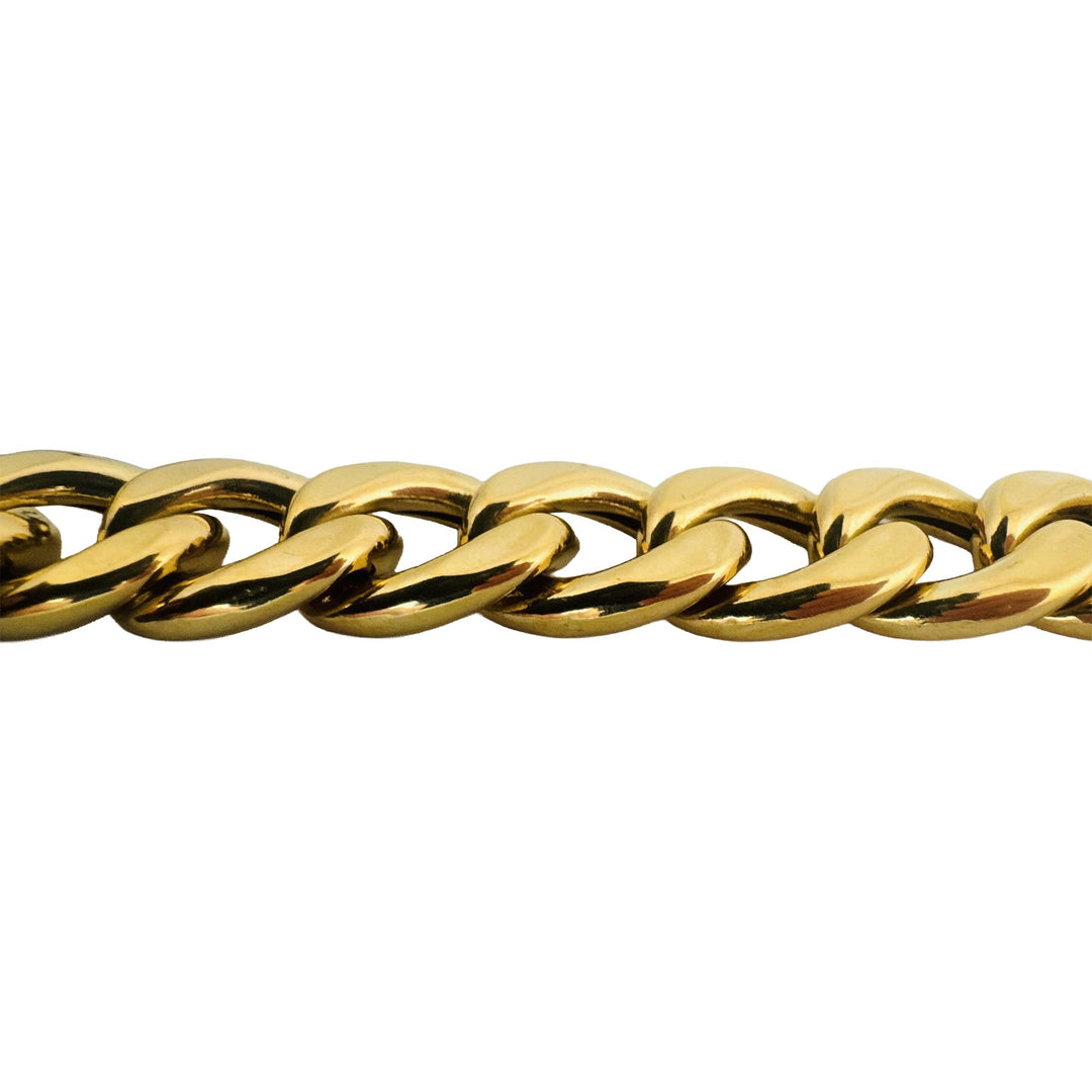 18k Yellow Gold 71.5g Heavy Thick Semi Solid Curb Link Chain Necklace Italy 19"