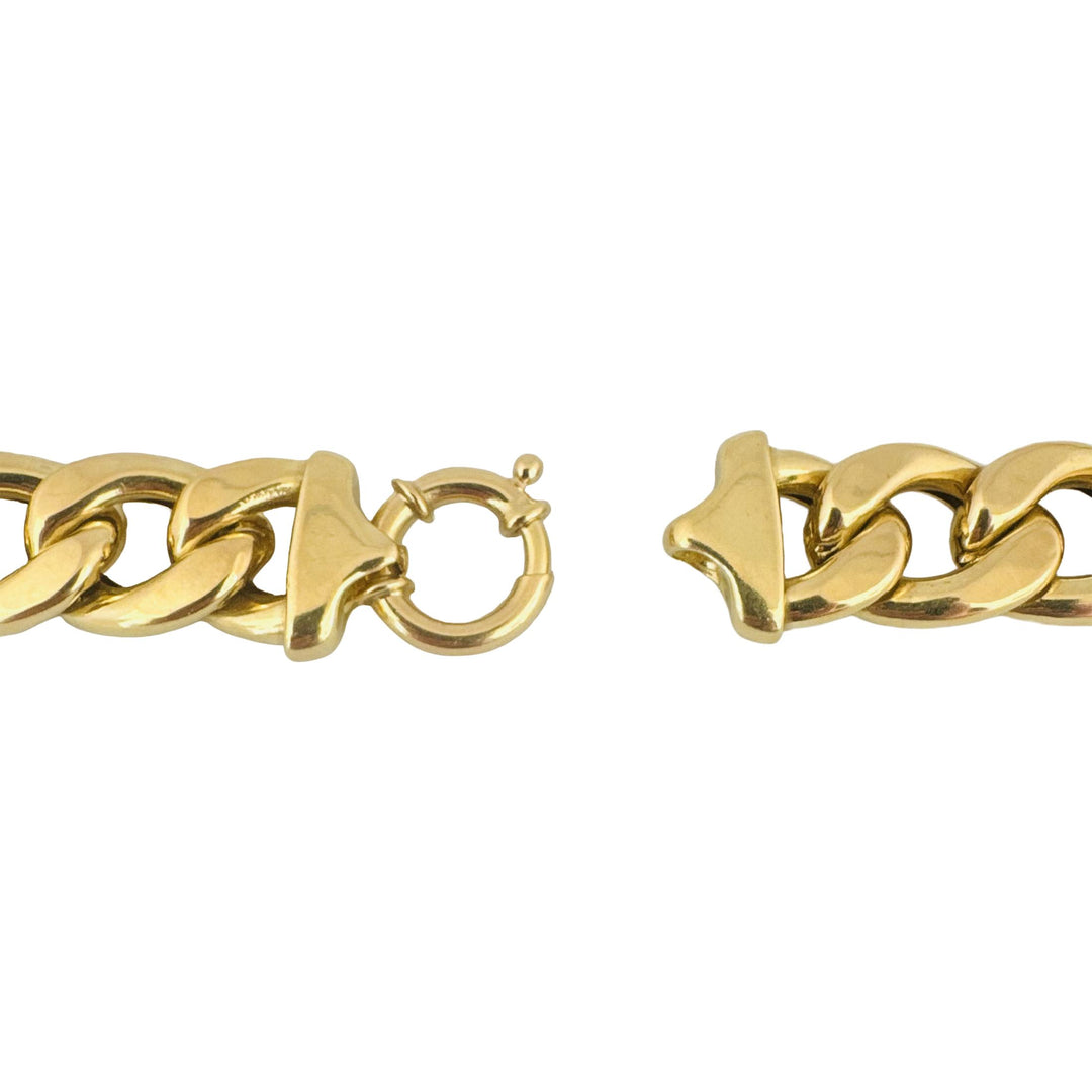 18k Yellow Gold 71.5g Heavy Thick Semi Solid Curb Link Chain Necklace Italy 19"