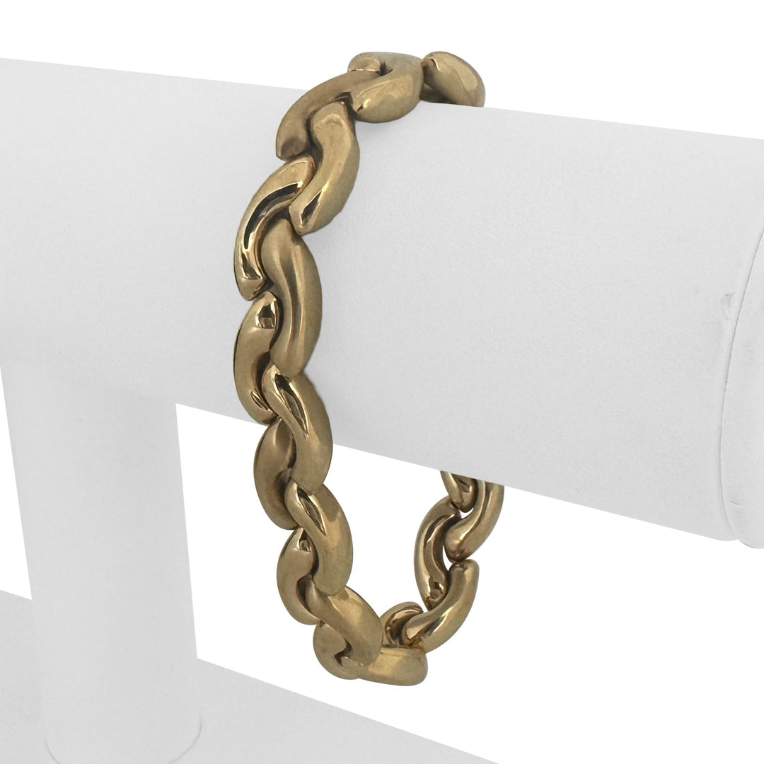 14k Yellow Gold 18.6g Vintage Ladies 10mm Fancy Link Bracelet Italy 7.5"