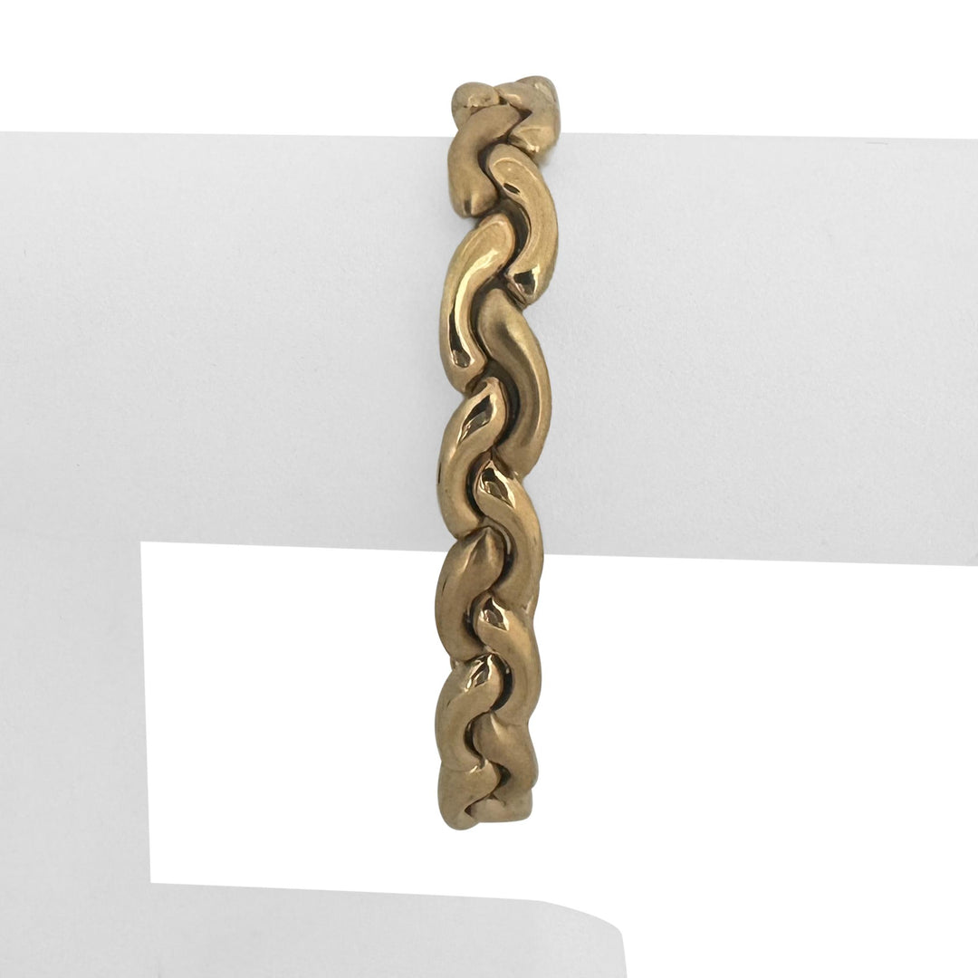 14k Yellow Gold 18.6g Vintage Ladies 10mm Fancy Link Bracelet Italy 7.5"