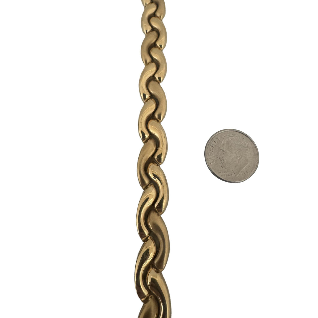 14k Yellow Gold 18.6g Vintage Ladies 10mm Fancy Link Bracelet Italy 7.5"