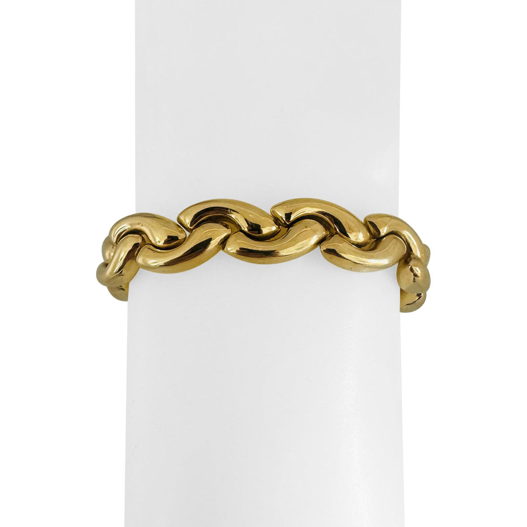 14k Yellow Gold 18.6g Vintage Ladies 10mm Fancy Link Bracelet Italy 7.5"