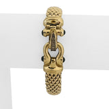 14k Yellow Gold Diamond and Sapphire 25g Popcorn Link Bracelet Italy 7.5"