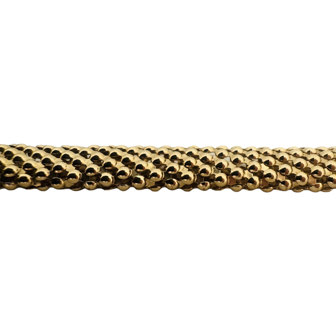 14k Yellow Gold Diamond and Sapphire 25g Popcorn Link Bracelet Italy 7.5"