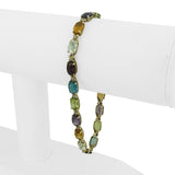 14k Yellow Gold 8.2g Ladies Multi Gemstone and Diamond Link Bracelet 8"
