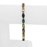 14k Yellow Gold 8.2g Ladies Multi Gemstone and Diamond Link Bracelet 8"