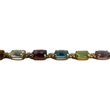 14k Yellow Gold 8.2g Ladies Multi Gemstone and Diamond Link Bracelet 8"