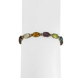14k Yellow Gold 8.2g Ladies Multi Gemstone and Diamond Link Bracelet 8"