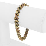 14k Tri Tone Gold 18.5g Vintage 7.5mm San Marco Link Bracelet Italy 7.25"