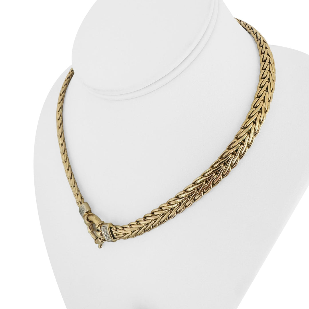 14k Yellow Gold and Diamond 41g Ladies Fancy Link Necklace Italy 16.5"