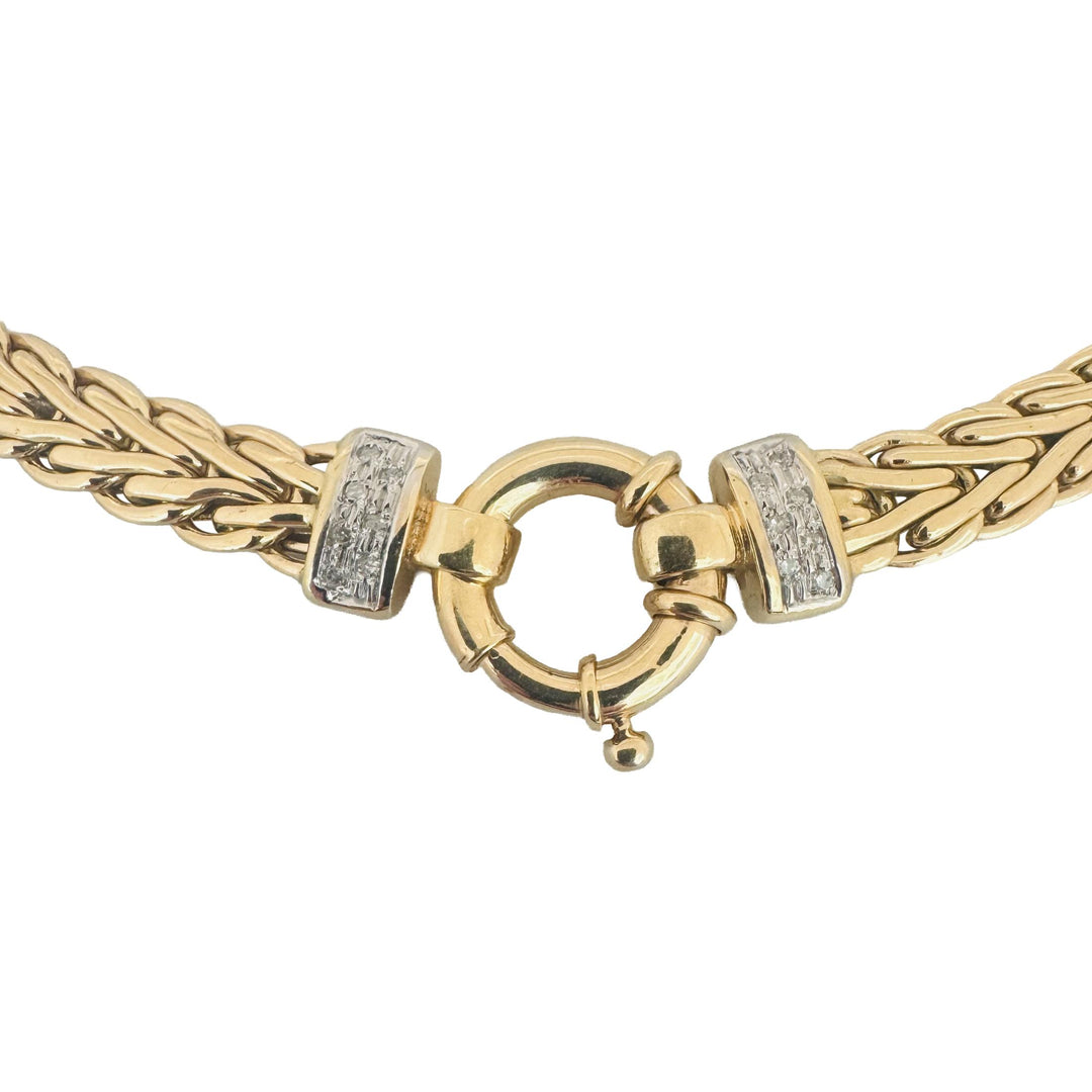 14k Yellow Gold and Diamond 41g Ladies Fancy Link Necklace Italy 16.5"