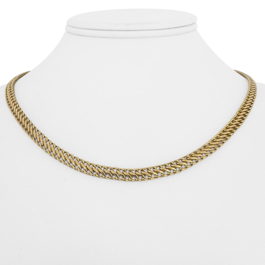 14k Yellow Gold 9g Semi Solid 5mm Fancy Curb Link Chain Necklace Italy 17"