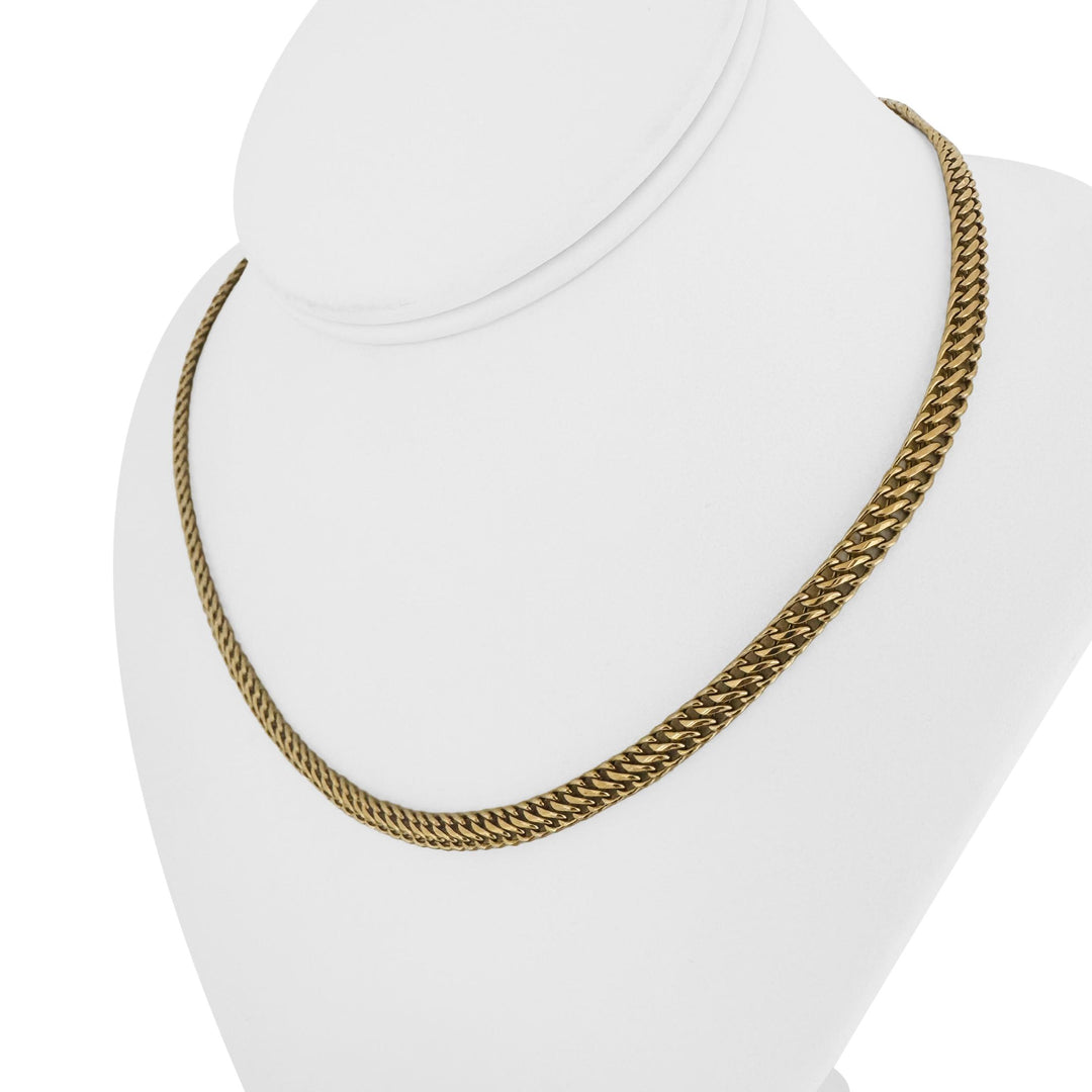 14k Yellow Gold 9g Semi Solid 5mm Fancy Curb Link Chain Necklace Italy 17"