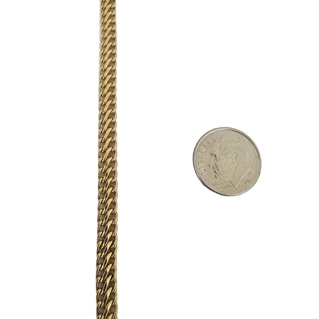 14k Yellow Gold 9g Semi Solid 5mm Fancy Curb Link Chain Necklace Italy 17"