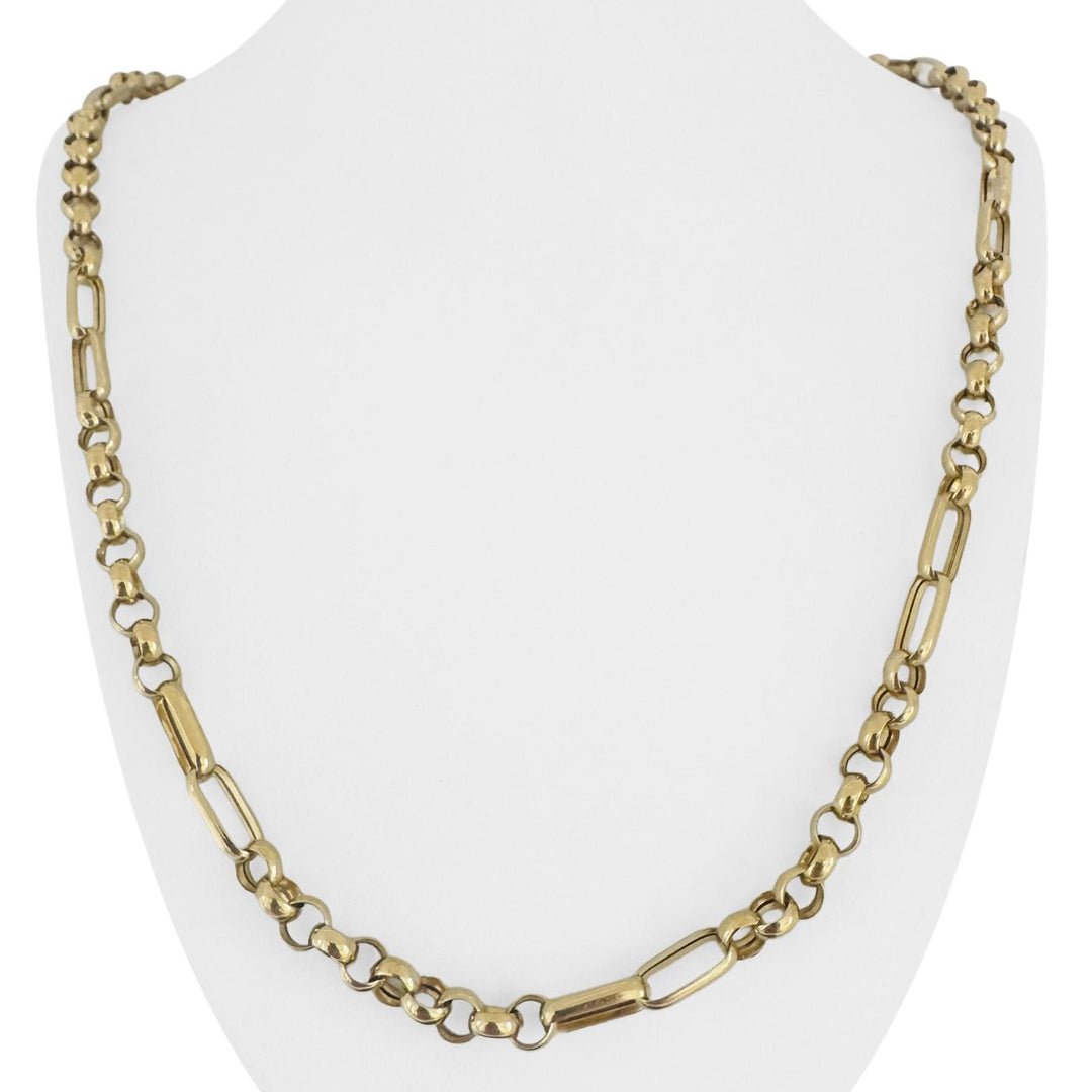 14k Yellow Gold 20.8g Rolo and Elongated Cable Link Chain Necklace 31"