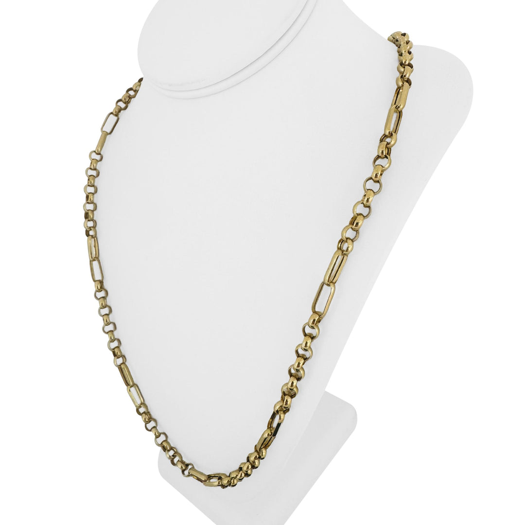 14k Yellow Gold 20.8g Rolo and Elongated Cable Link Chain Necklace 31"