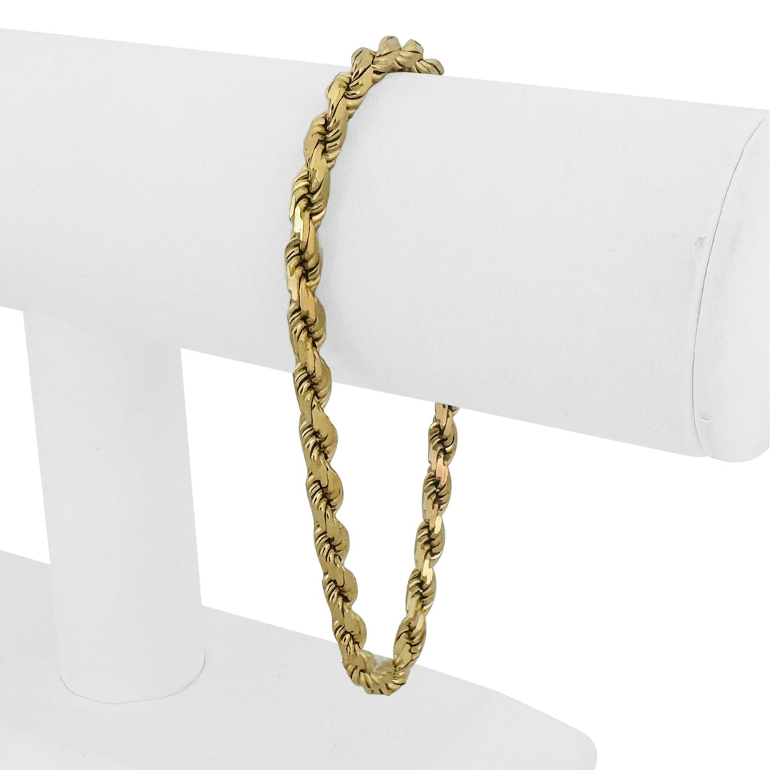 14k Yellow Gold 17.5g Solid Heavy 4.5mm Diamond Cut Men's Rope Bracelet 8.5"
