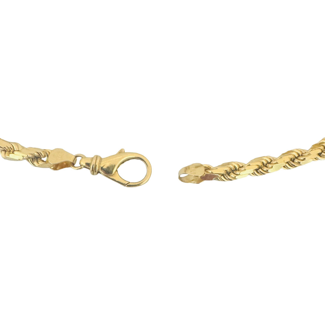 14k Yellow Gold 17.5g Solid Heavy 4.5mm Diamond Cut Men's Rope Bracelet 8.5"