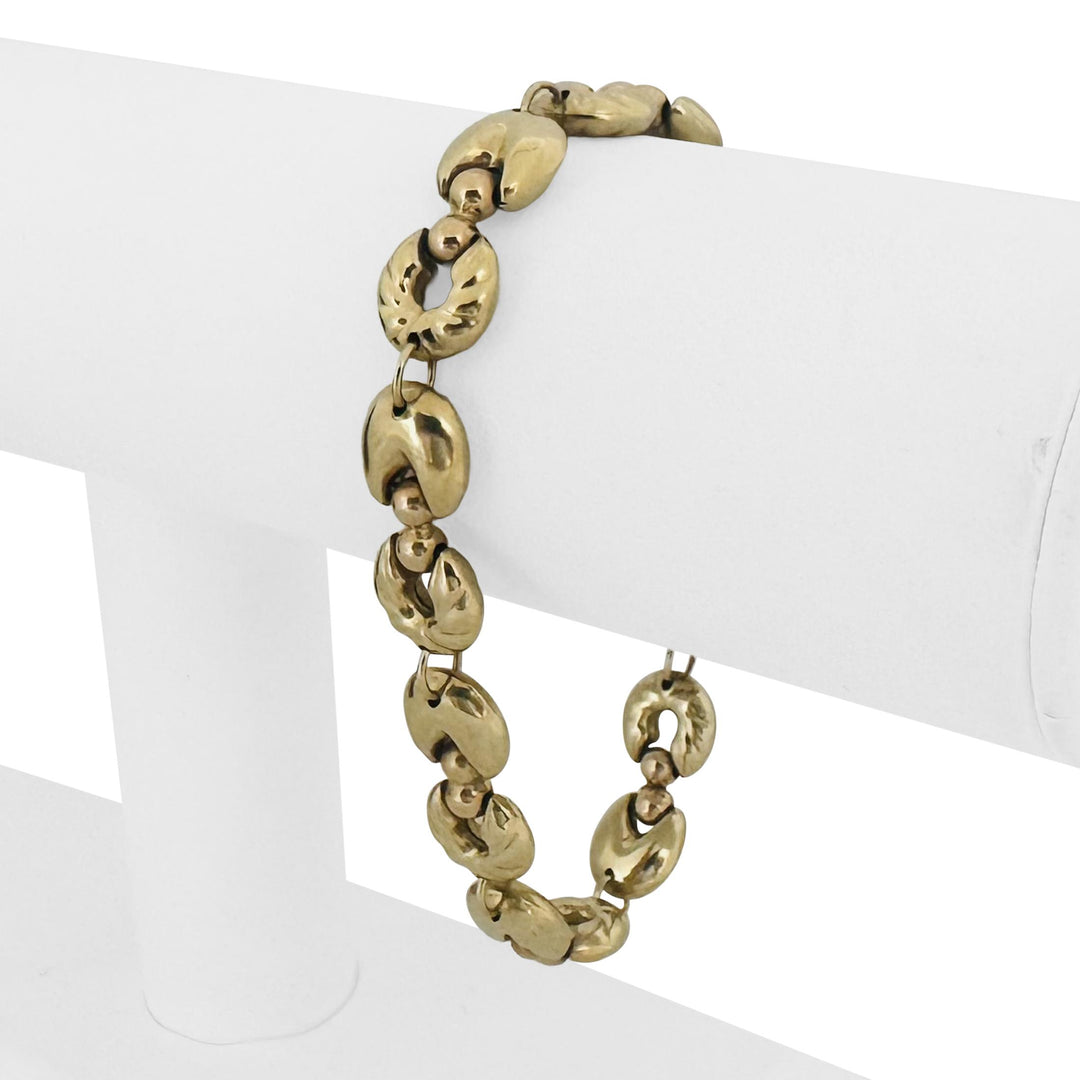 14k Yellow Gold 16.8g Vintage Ladies 10mm Fancy Link Bracelet Italy 8"