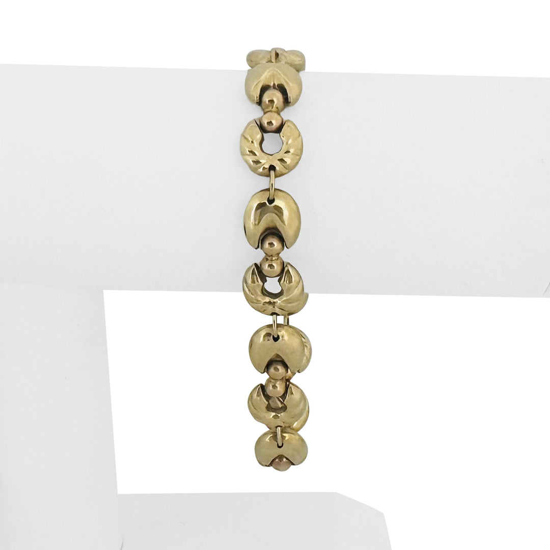 14k Yellow Gold 16.8g Vintage Ladies 10mm Fancy Link Bracelet Italy 8"
