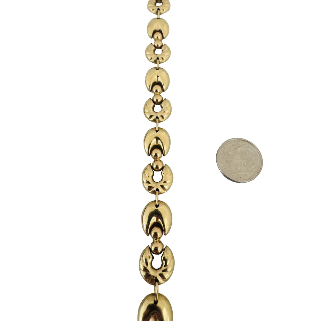 14k Yellow Gold 16.8g Vintage Ladies 10mm Fancy Link Bracelet Italy 8"