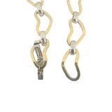 14k Yellow and White Gold 7.5g Hollow 10mm Fancy Heart Link Bracelet Italy 6.5"