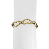 14k Yellow and White Gold 7.5g Hollow 10mm Fancy Heart Link Bracelet Italy 6.5"