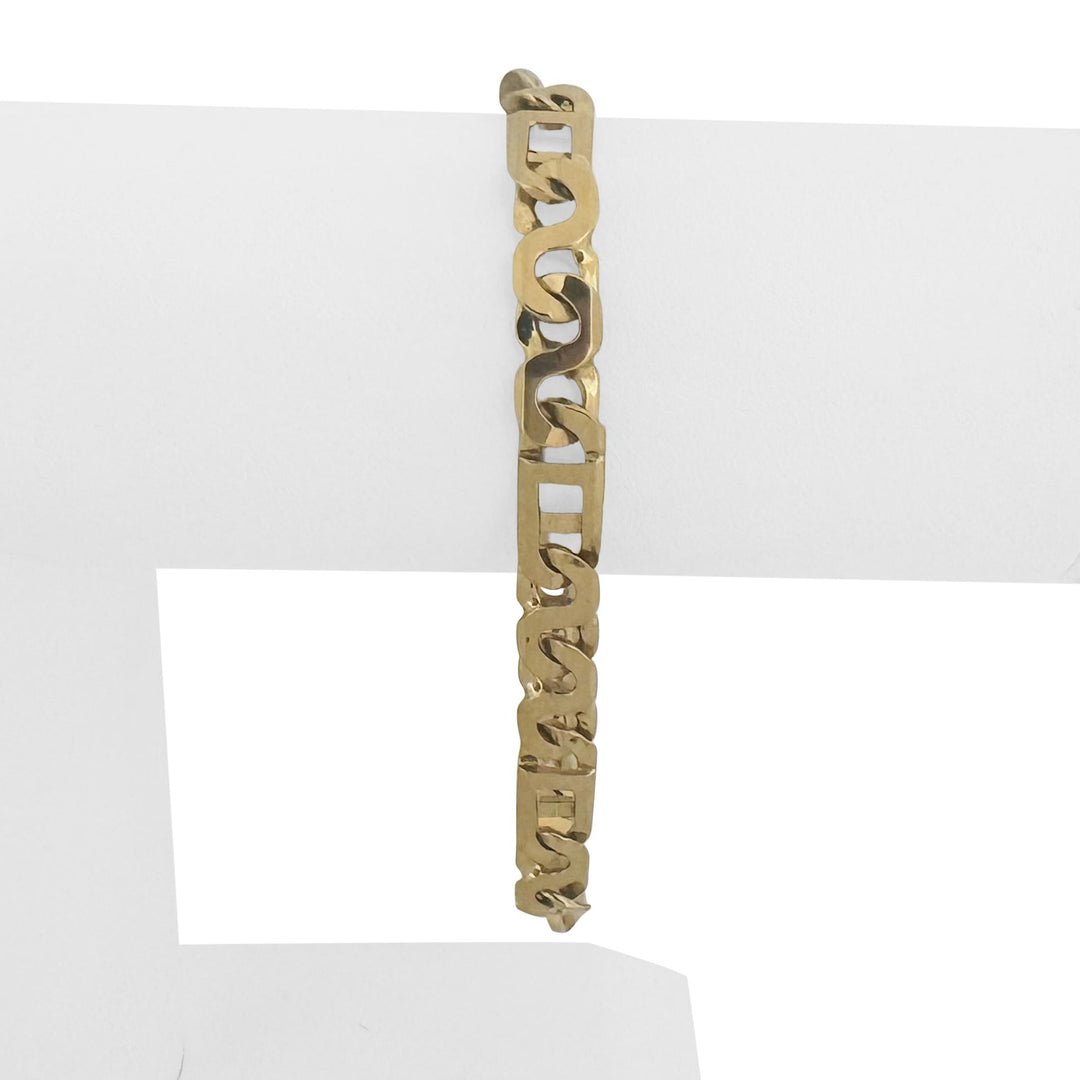 14k Yellow Gold 20.2g Solid Vintage Men's 7mm Figarucci Link Bracelet Italy 8"