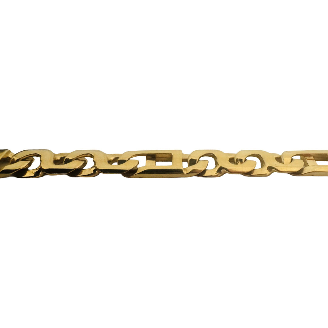 14k Yellow Gold 20.2g Solid Vintage Men's 7mm Figarucci Link Bracelet Italy 8"