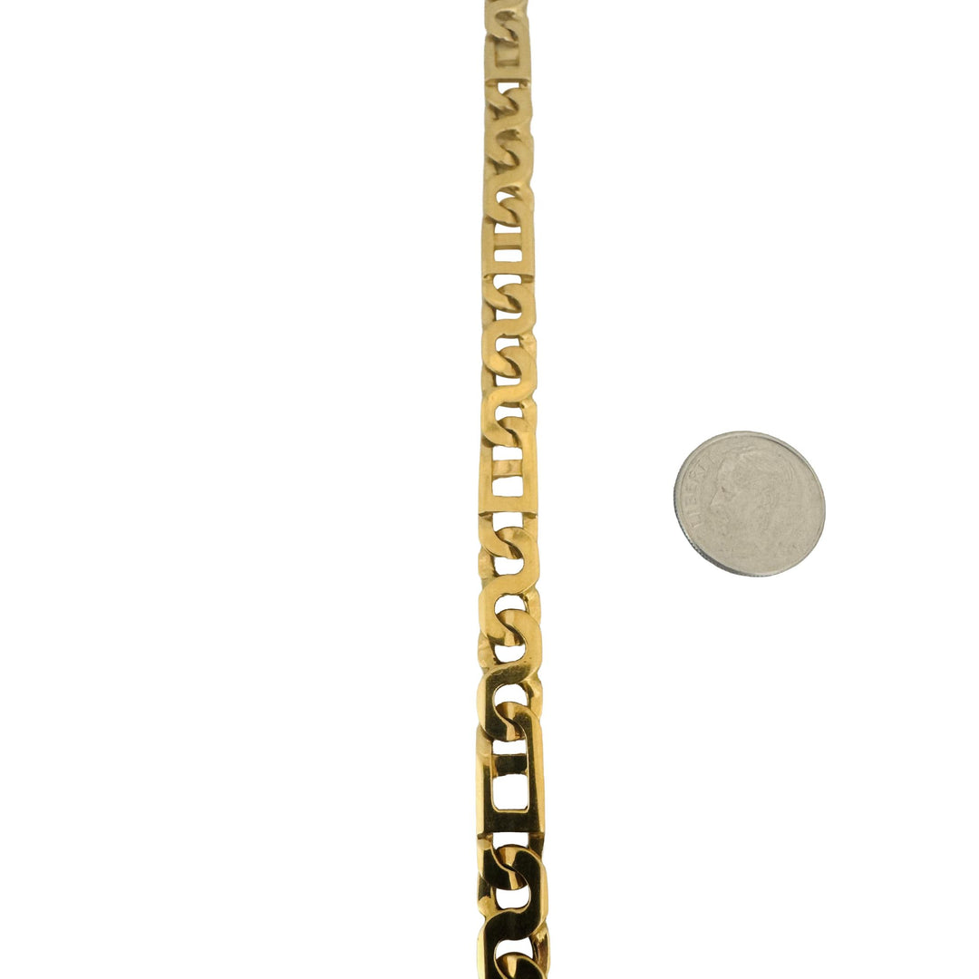14k Yellow Gold 20.2g Solid Vintage Men's 7mm Figarucci Link Bracelet Italy 8"