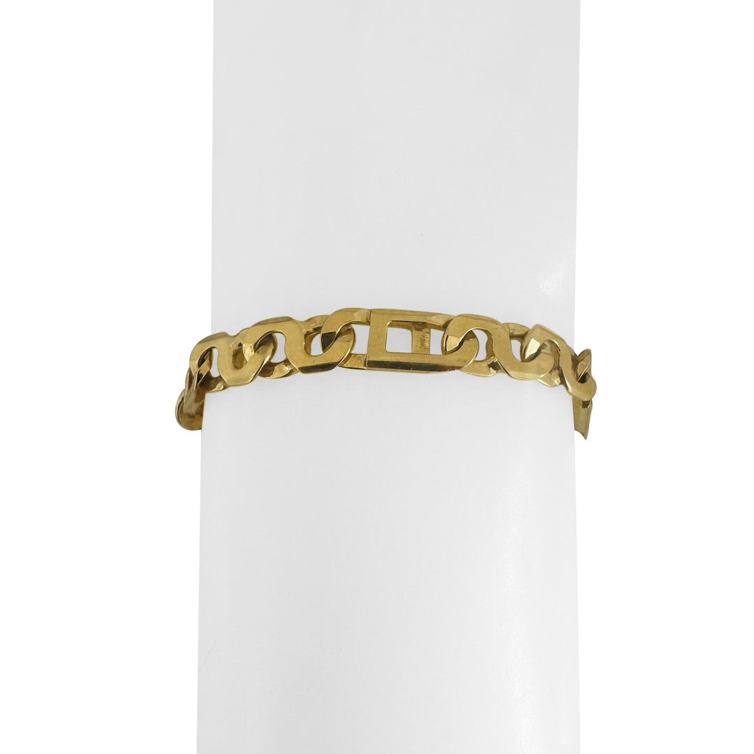 14k Yellow Gold 20.2g Solid Vintage Men's 7mm Figarucci Link Bracelet Italy 8"