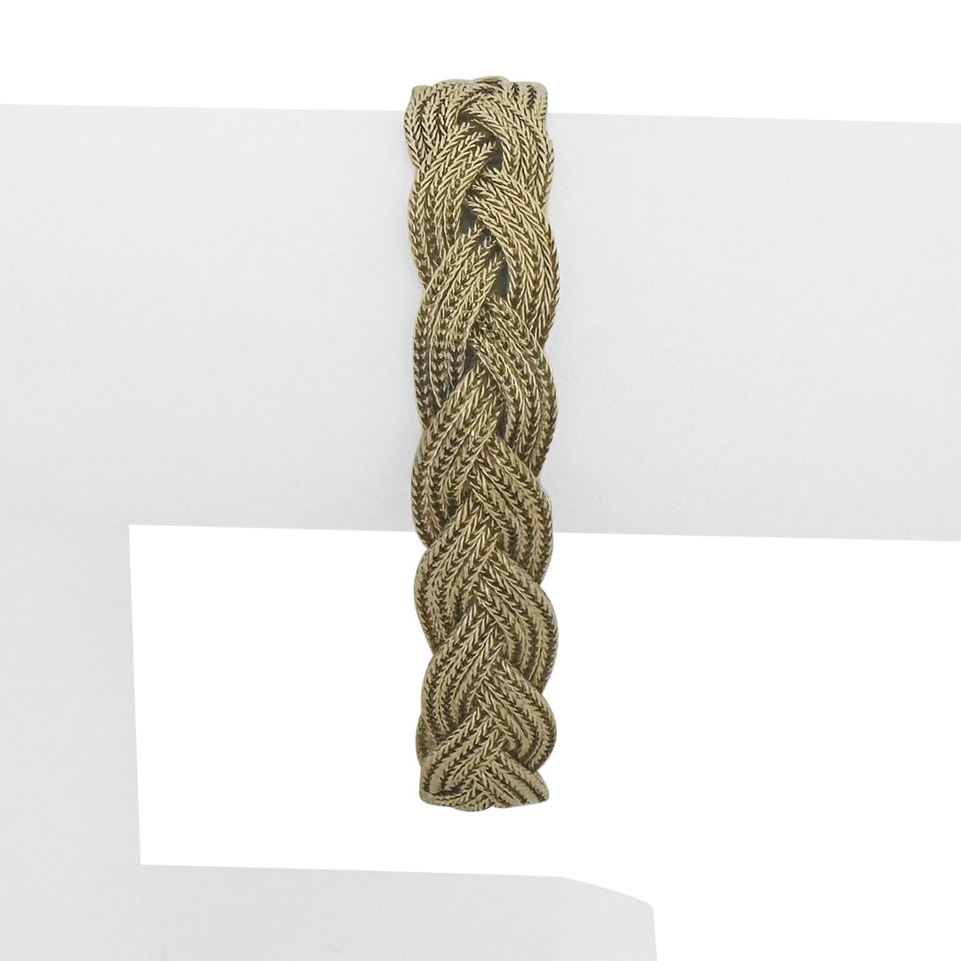14k Yellow Gold 32.2g Heavy Soft Braided Mesh Link Bracelet Italy 7.5"