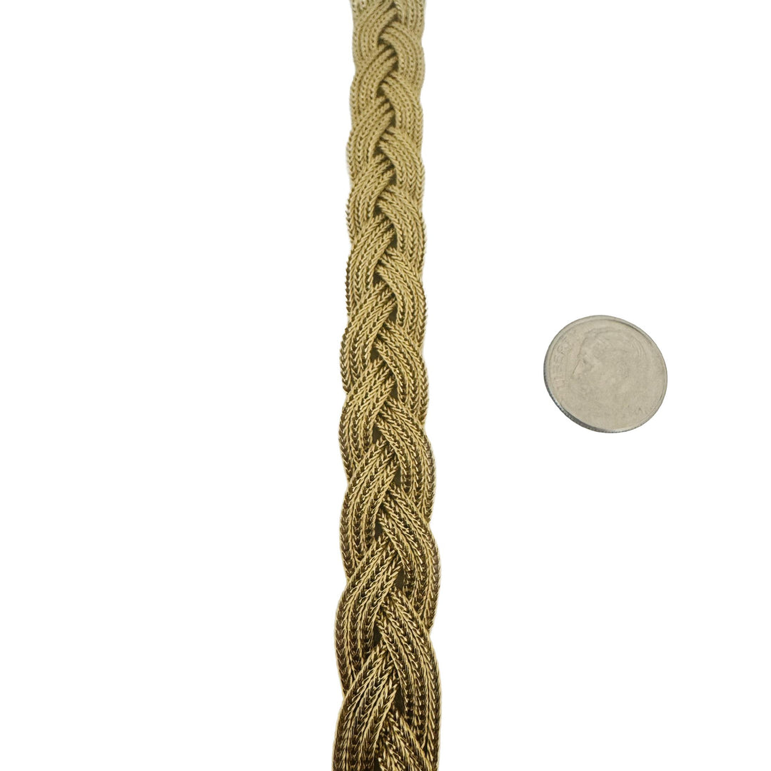 14k Yellow Gold 32.2g Heavy Soft Braided Mesh Link Bracelet Italy 7.5"