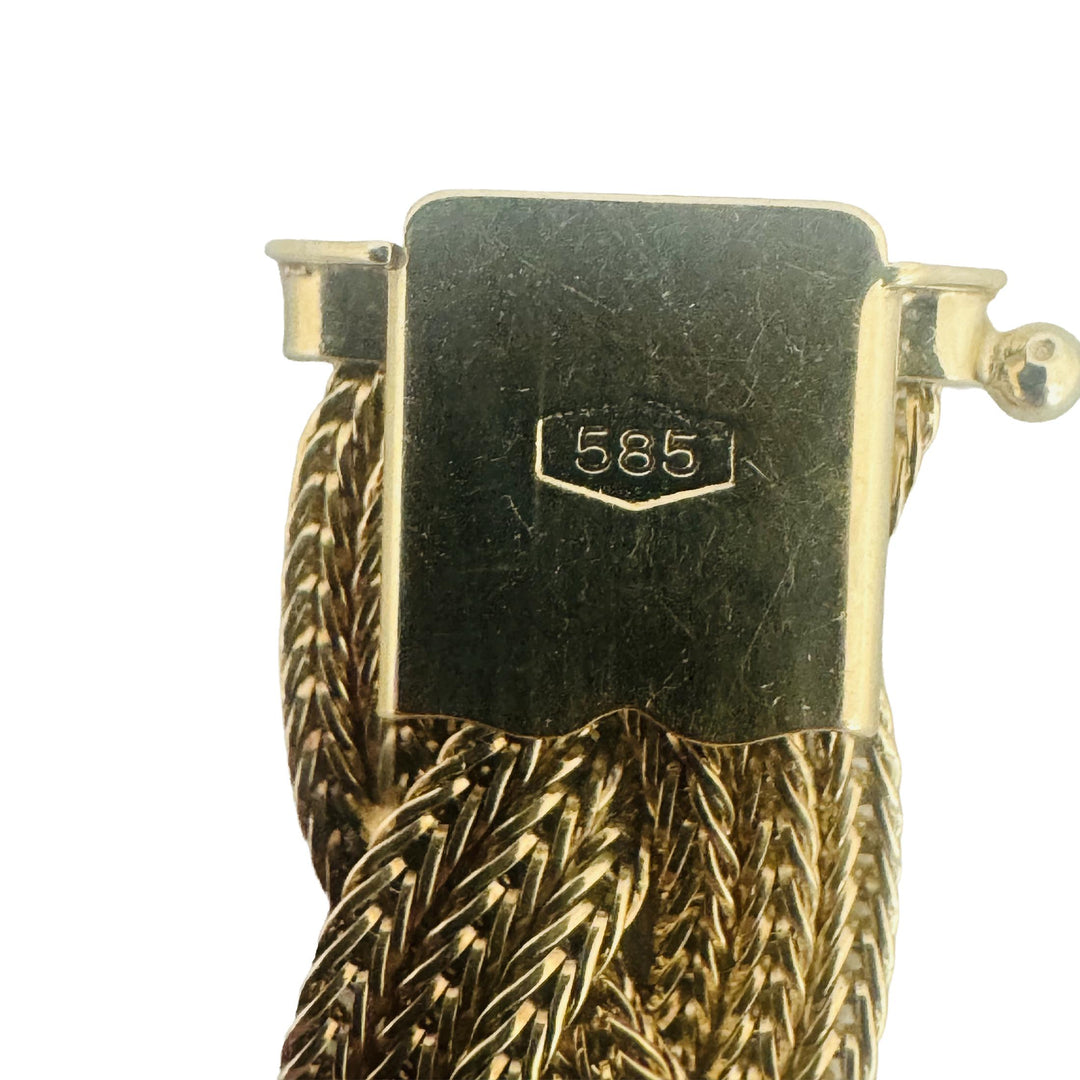 14k Yellow Gold 32.2g Heavy Soft Braided Mesh Link Bracelet Italy 7.5"
