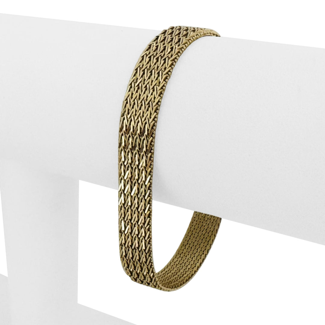 14k Yellow Gold 20.5g Solid Vintage 9mm Beaded Wheat Link Bracelet Mexico 7"