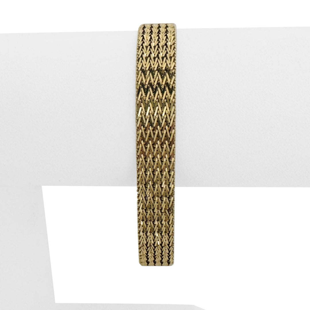 14k Yellow Gold 20.5g Solid Vintage 9mm Beaded Wheat Link Bracelet Mexico 7"