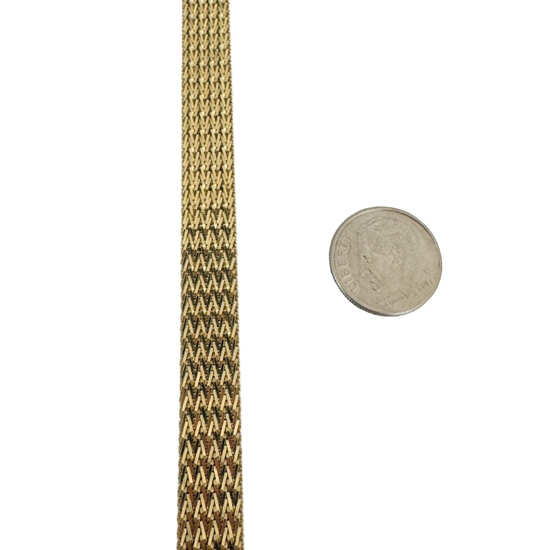 14k Yellow Gold 20.5g Solid Vintage 9mm Beaded Wheat Link Bracelet Mexico 7"