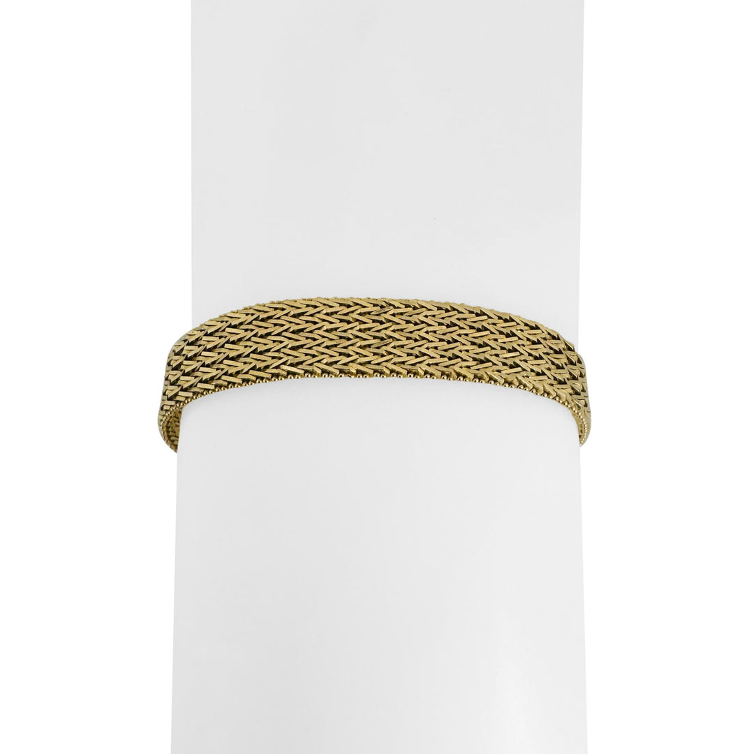 14k Yellow Gold 20.5g Solid Vintage 9mm Beaded Wheat Link Bracelet Mexico 7"