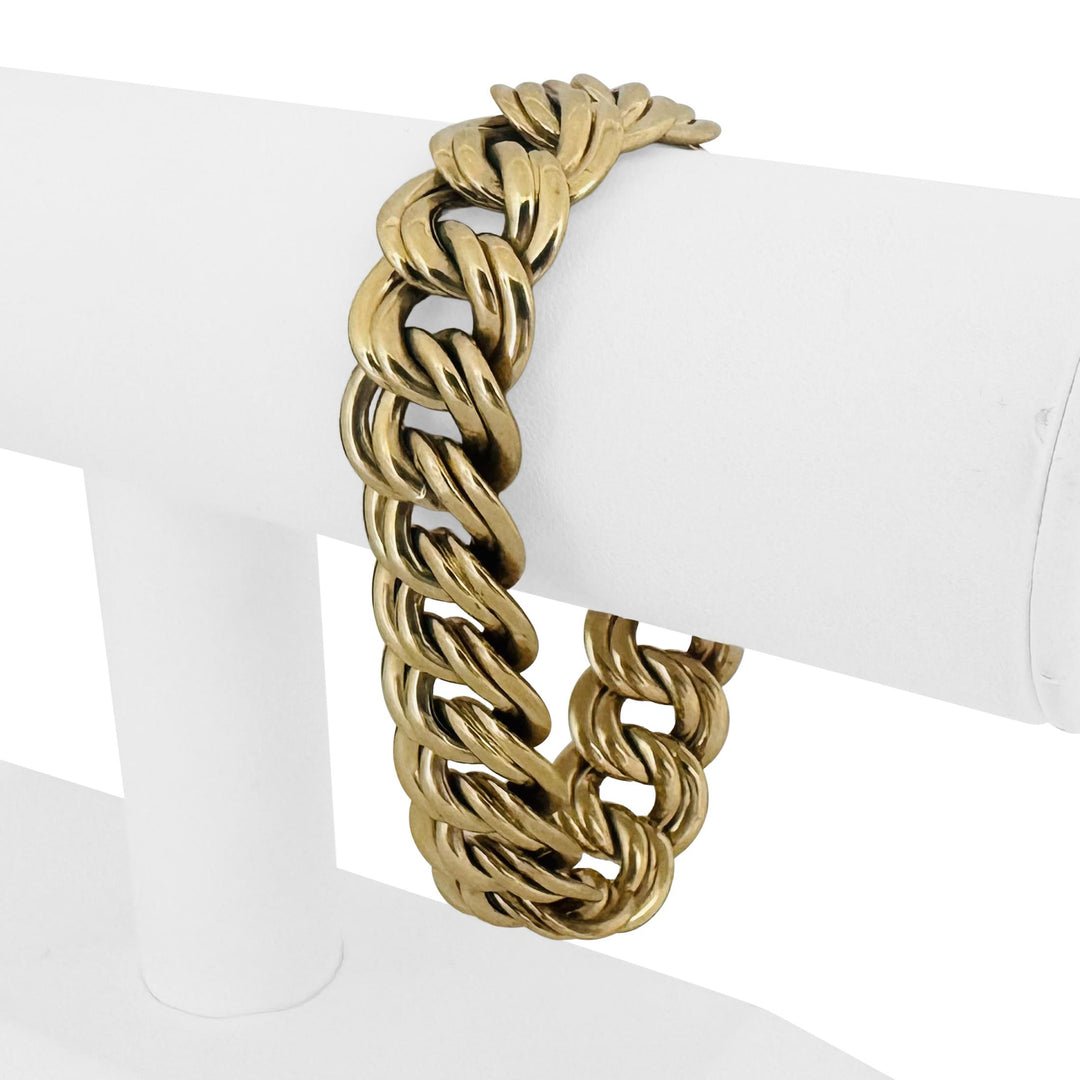 14k Yellow Gold 33.2g Heavy Ladies 17mm Double Curb Link Bracelet 7.75"