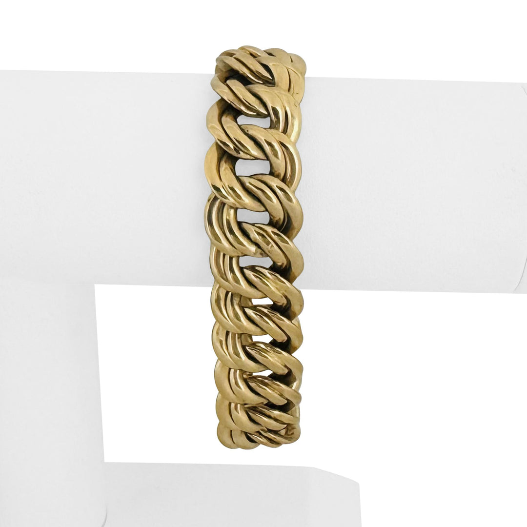 14k Yellow Gold 33.2g Heavy Ladies 17mm Double Curb Link Bracelet 7.75"
