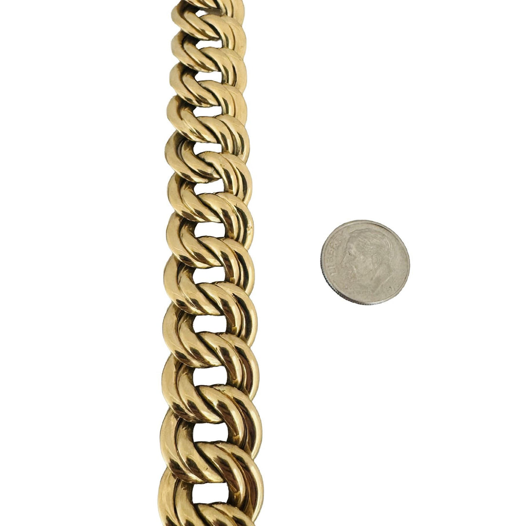 14k Yellow Gold 33.2g Heavy Ladies 17mm Double Curb Link Bracelet 7.75"