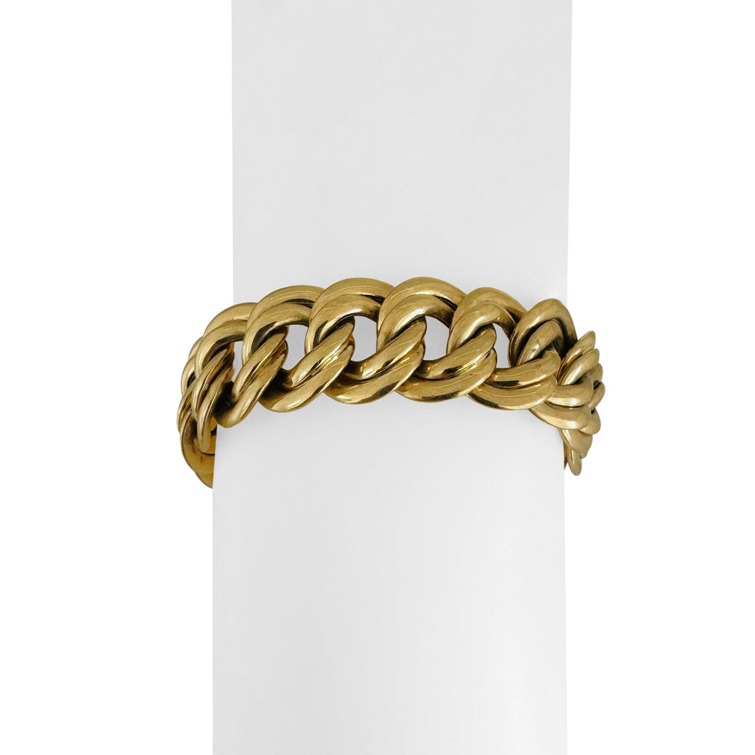 14k Yellow Gold 33.2g Heavy Ladies 17mm Double Curb Link Bracelet 7.75"