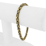 14k Yellow Gold 11.2g Semi Solid Men's Squared Byzantine Link Bracelet 8"